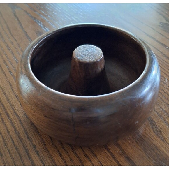 Vintage Imported wood nut bowl Handmade Dark Wood - Picture 1 of 4